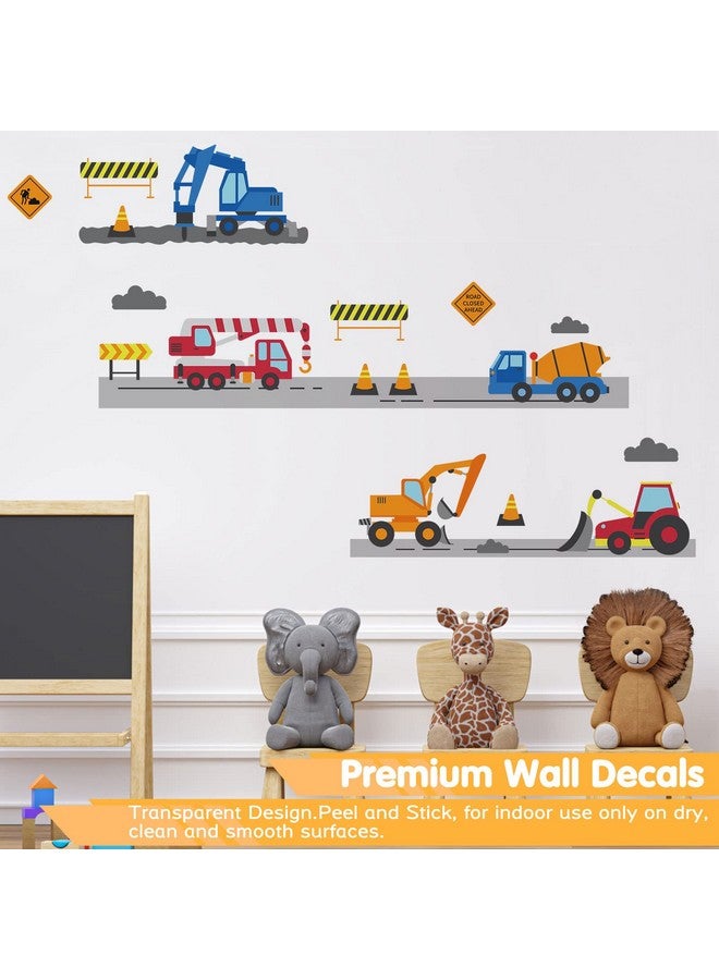 iinuu Kids Construction Vehicles Wall Decals Peel and Stick Engineering Vehicles Decals Forklift Excavator Crane Mud Tankers Trucks Wall Stickers, Removable Kids Wall Stickers for Boys Bedroom Playroom Decor - Image 2