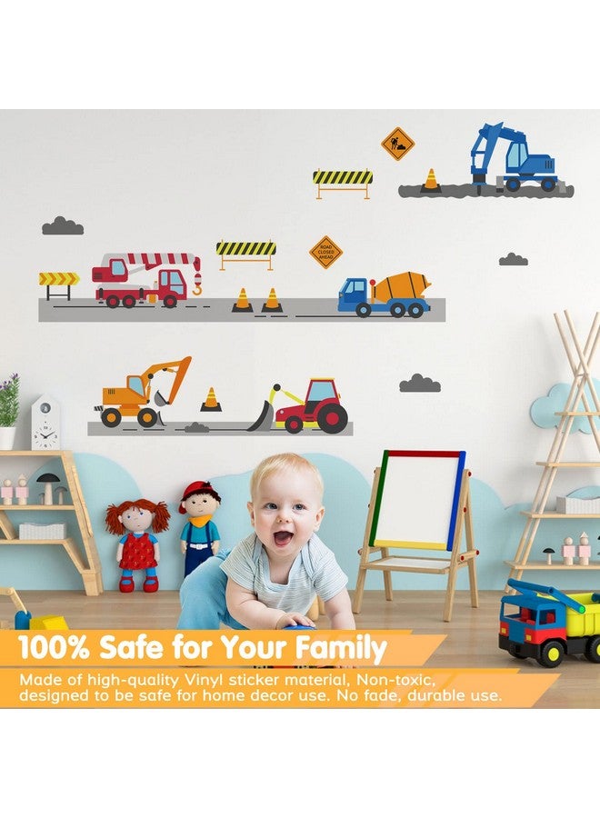 iinuu Kids Construction Vehicles Wall Decals Peel and Stick Engineering Vehicles Decals Forklift Excavator Crane Mud Tankers Trucks Wall Stickers, Removable Kids Wall Stickers for Boys Bedroom Playroom Decor - Image 4