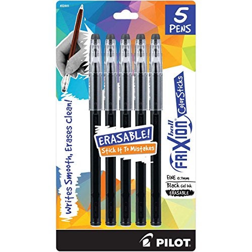 Pilot FriXion ColorSticks Erasable Gel Ink Pen, Fine Point 0.7 mm, Black, Pack of 1, Erasable Pen - Ideal for School, Journaling, & Office Writing - Image 1