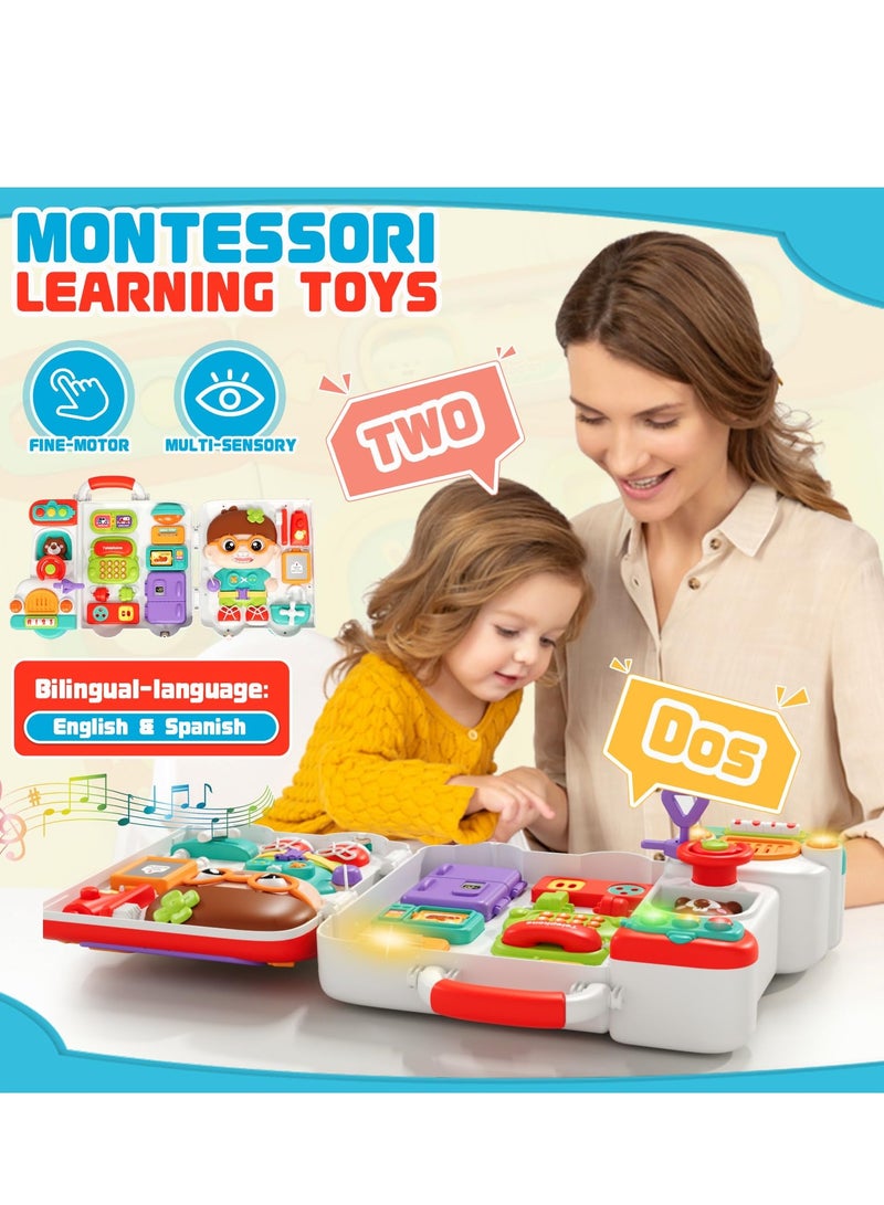 XiuWoo 54-in-1 English Musical Busy Board Montessori Toys, Early Educational Montessori Toy for 1-3 Year Old Boys, Bilingual Learning Toy Gifts - Image 5