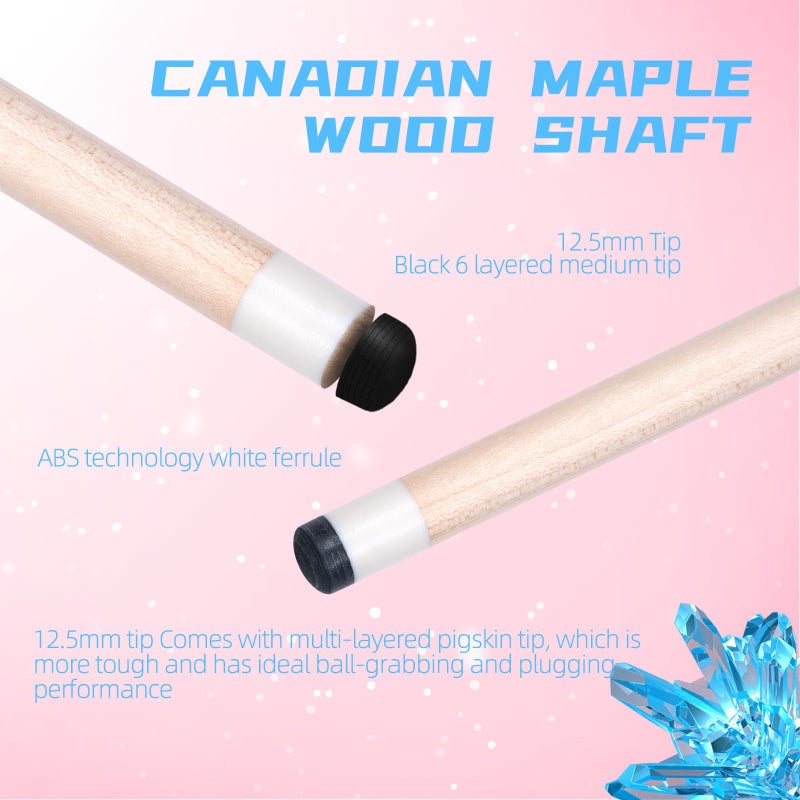 CUEELF Pink Pool Cue Stick 58inches Canadian Maple Billiard Cue Sticks Professional Pool Stick Gifts for Women and Ladies (Pink+Blue, 20 oz) - Image 4