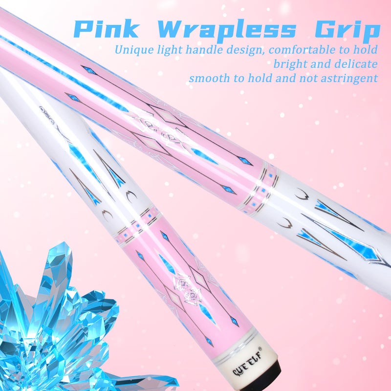 CUEELF Pink Pool Cue Stick 58inches Canadian Maple Billiard Cue Sticks Professional Pool Stick Gifts for Women and Ladies (Pink+Blue, 20 oz) - Image 2