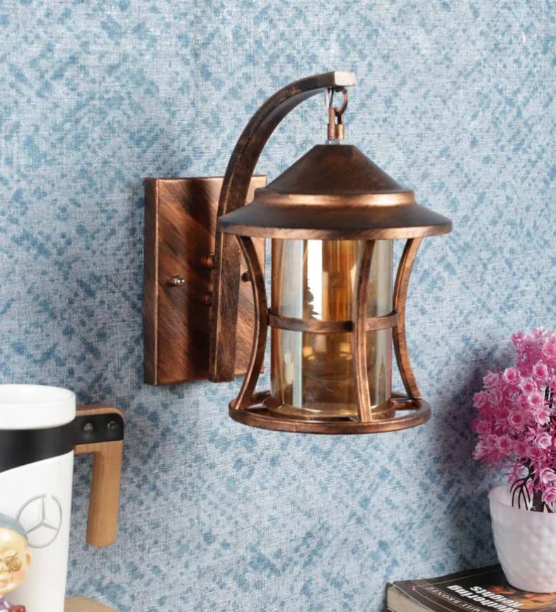 LIODOR 20W Copper Antique Design Metal with Luster Glass Wall Lamp for Living Room, Bedroom, Hallway, Dining Room and Home Decoration (with ST-64 LED Bulb) - Image 5