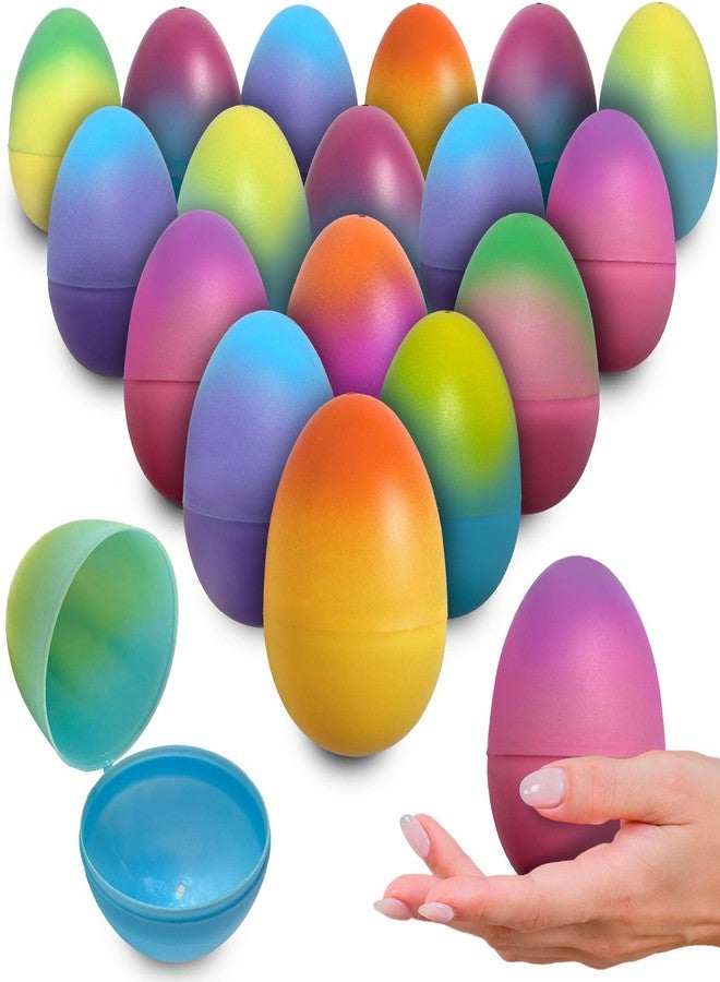 stargo 8 Pack - Plastic Easter Eggs Empty 3.2” Large Plastic Eggs Fillable for Easter Egg Hunt, Easter Egg Basket, Party Favor, Surprise Egg. Set of Multicolored Ombre Pastel Eggs - Image 1