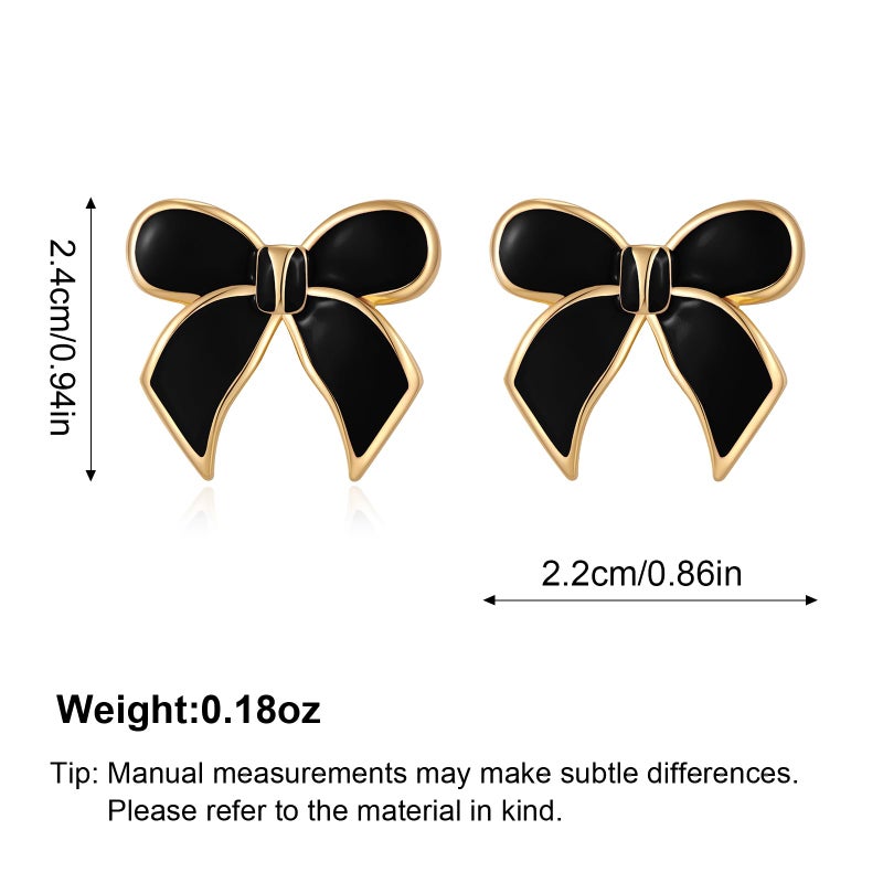 YUJIE Black Bow Earrings for Women 18K Gold Plated Bowtie Studs Trendy Elegant Statement Earring Cute Jewelry Gift for Valentine Birthday - Image 5