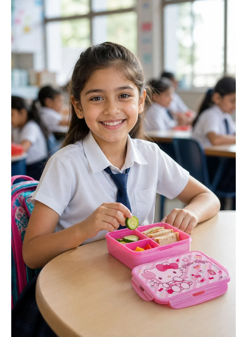 سانريو Sanrio Hello Kitty Regular Lunch Box | Multi-Compartment Bento Lunch Box for Kids | Hello Kitty Food Storage Container for School, Travel & Picnics | Reusable Lunch Box