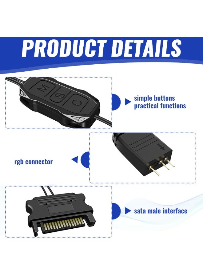 GNAFOTU 5V 3Pin ARGB Controller with Built-in Light Modes - SATA Powered LED Splitter for PC Fans, Light Strips,No Motherboard ARGB Required - Image 3