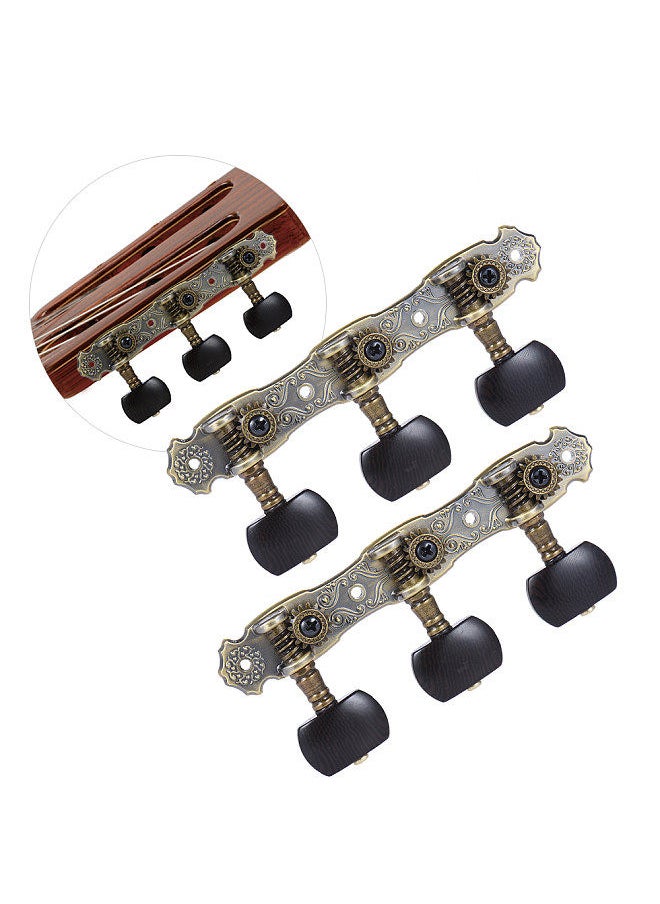 Generic - 2 Pcs (L&R) Classical Guitar Tuning Peg Bronze Plated Acoustic Guitar Machine Heads 1 : 16 Tuning Keys Knobs String Tuners (Aos-022V3P) - Image 1