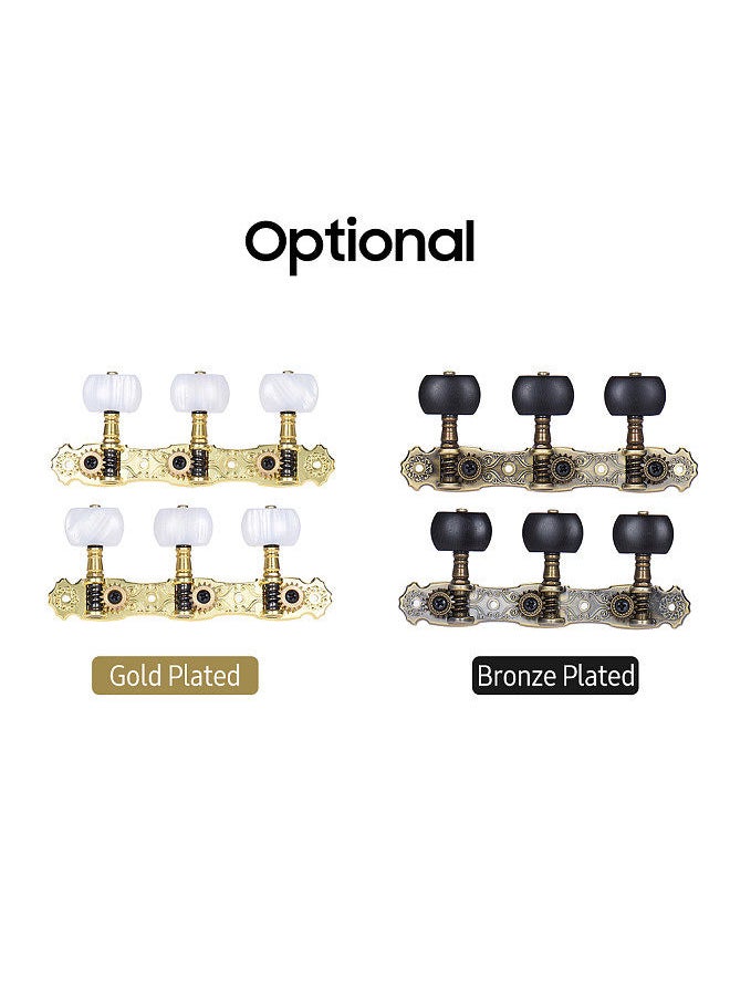 Generic - 2 Pcs (L&R) Classical Guitar Tuning Peg Bronze Plated Acoustic Guitar Machine Heads 1 : 16 Tuning Keys Knobs String Tuners (Aos-022V3P) - Image 1