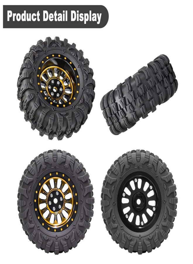 مجموعة إطارات عجلات Beadlock مقاس 1.3 بوصة مكونة من 4 قطع، عجلات وإطارات ألومنيوم مقاس 1.3 بوصة لسيارات الزحف التي تعمل بالتحكم عن بعد بمقياس 1/18 TRX4M و 1/24 SCX24 FCX24 (إطارات B + محور عجلة ذهبي) - Image 5