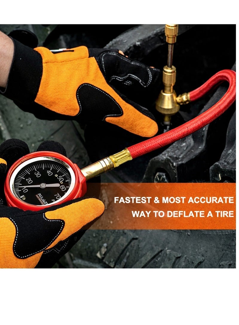 Heavy Duty Tire Deflator with Pressure Gauge Quick Air Down Tool Brass Body 4x4 Off Road Tire Pressure Release Valve Tool with 30cm Hose Accurate PSI Meter for Car SUV Truck Bike Universal Valve Compatible Portable Kit Storage Case Included XL - Image 5