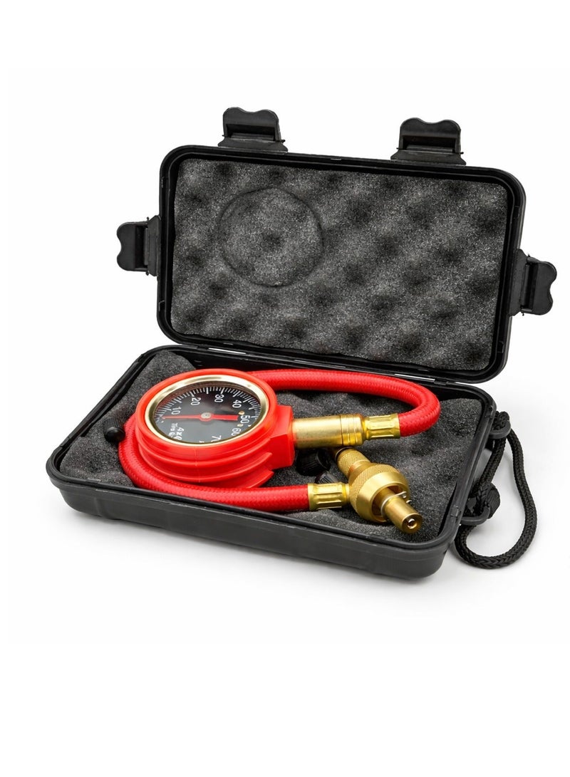 Heavy Duty Tire Deflator with Pressure Gauge Quick Air Down Tool Brass Body 4x4 Off Road Tire Pressure Release Valve Tool with 30cm Hose Accurate PSI Meter for Car SUV Truck Bike Universal Valve Compatible Portable Kit Storage Case Included XL - Image 1
