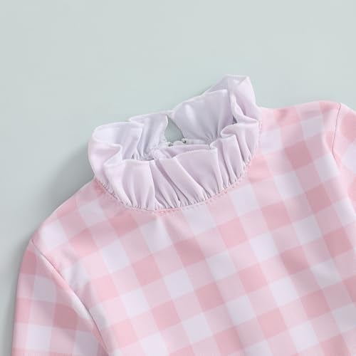 Socutebabe Baby Girl Swimsuit Baby Girls Long Sleeve One Piece Swimsuit Romper with Hat Bathing Suit Beach Rash Guard (aa-r-Pink, 6-12 Months) - Image 4