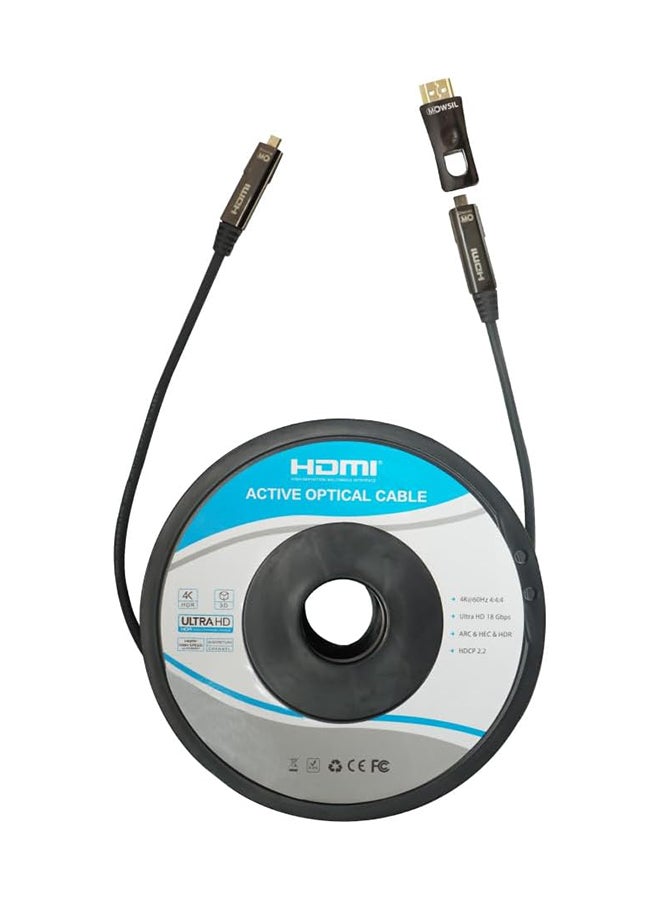 MOWSIL Active Optical AOC-Fiber HDMI 4K 60Hz 2.0 Cable DA Removable 70Mtr, Supported Resolution UHD 4K@60Hz Bandwidth upto 18 Gbps - Image 1