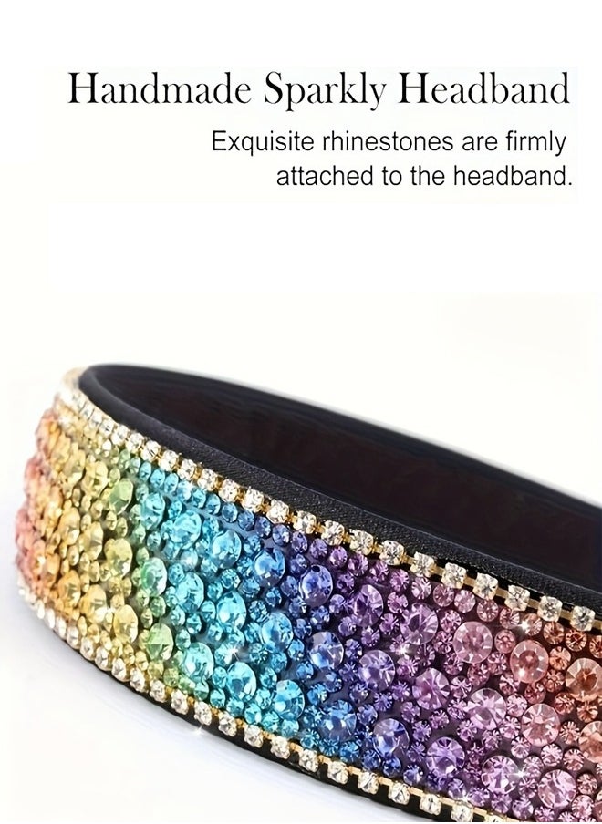 Generic - Rhinestone Headband Women Girls Fashion Handmade Headband Colorful Crystal Diamond Bling Headbands Hair Hoops Sparkle Glitter Beaded Jeweled Hairband Hair Accessories - Image 1