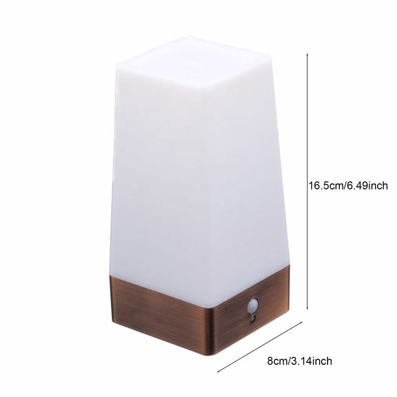 PIR Motion Sensor Light: Square Battery-powered Soft Light Bedside Lamp - Multi-purpose Design Small Table Lamp for Bedroom, Desk, Corridor, Home & Office - Image 3