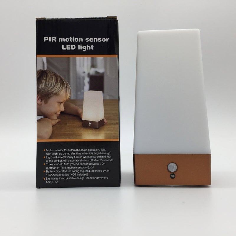 PIR Motion Sensor Light: Square Battery-powered Soft Light Bedside Lamp - Multi-purpose Design Small Table Lamp for Bedroom, Desk, Corridor, Home & Office - Image 5