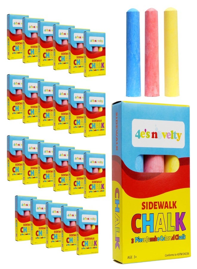 4E's Novelty 24 Pack Chalk Individually Wrapped Party Favors for Kids Bulk, 3 Sidewalk Chalk Jumbo Sticks In Each Box, Goodie Bag Fillers Toddlers Summer Gift Toy - Image 1