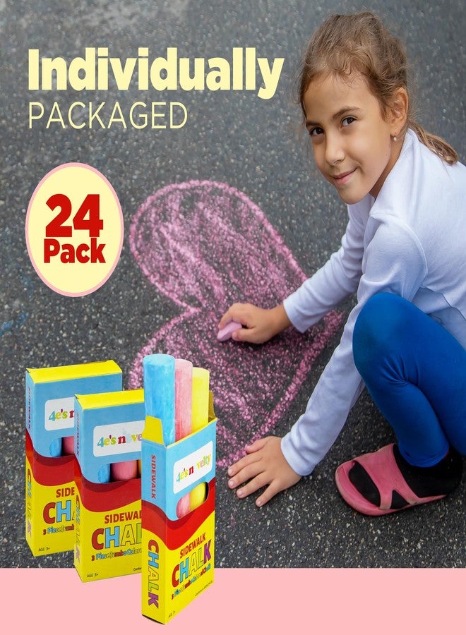 4E's Novelty 24 Pack Chalk Individually Wrapped Party Favors for Kids Bulk, 3 Sidewalk Chalk Jumbo Sticks In Each Box, Goodie Bag Fillers Toddlers Summer Gift Toy - Image 2