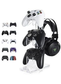 Universal 3 Tier Controller Stand and Headset Stand for Xbox ONE X Switch PS4 PS5 PC, Controller Holder Gaming Accessories, Build Your Game Fortresses (Clear)