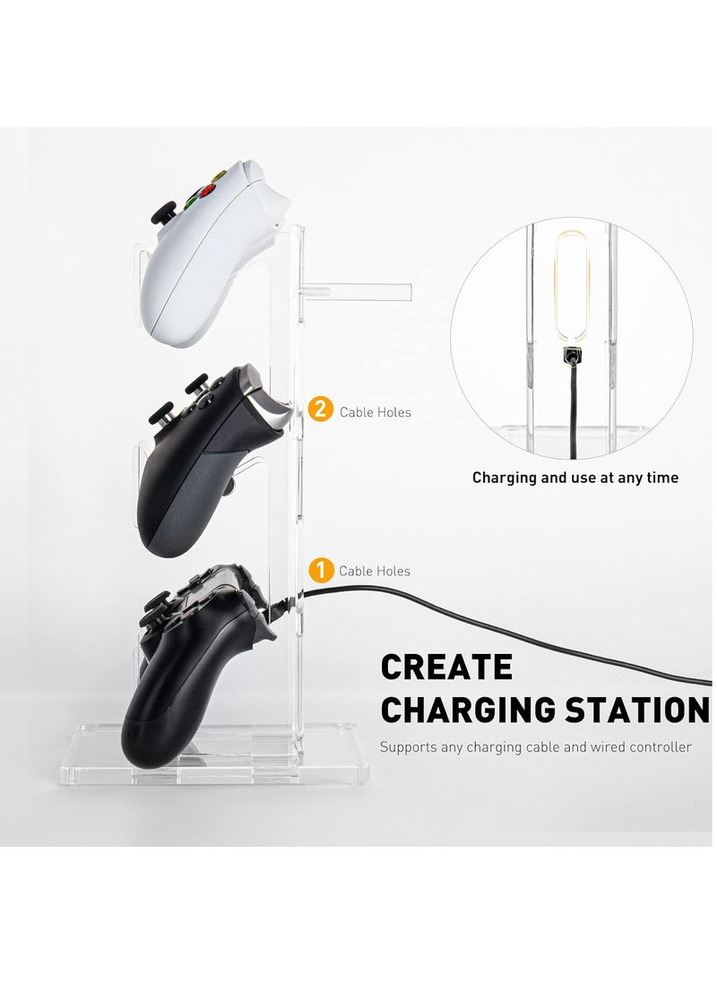 Generic - Universal 3 Tier Controller Stand and Headset Stand for Xbox ONE X Switch PS4 PS5 PC, Controller Holder Gaming Accessories, Build Your Game Fortresses (Clear) - Image 1