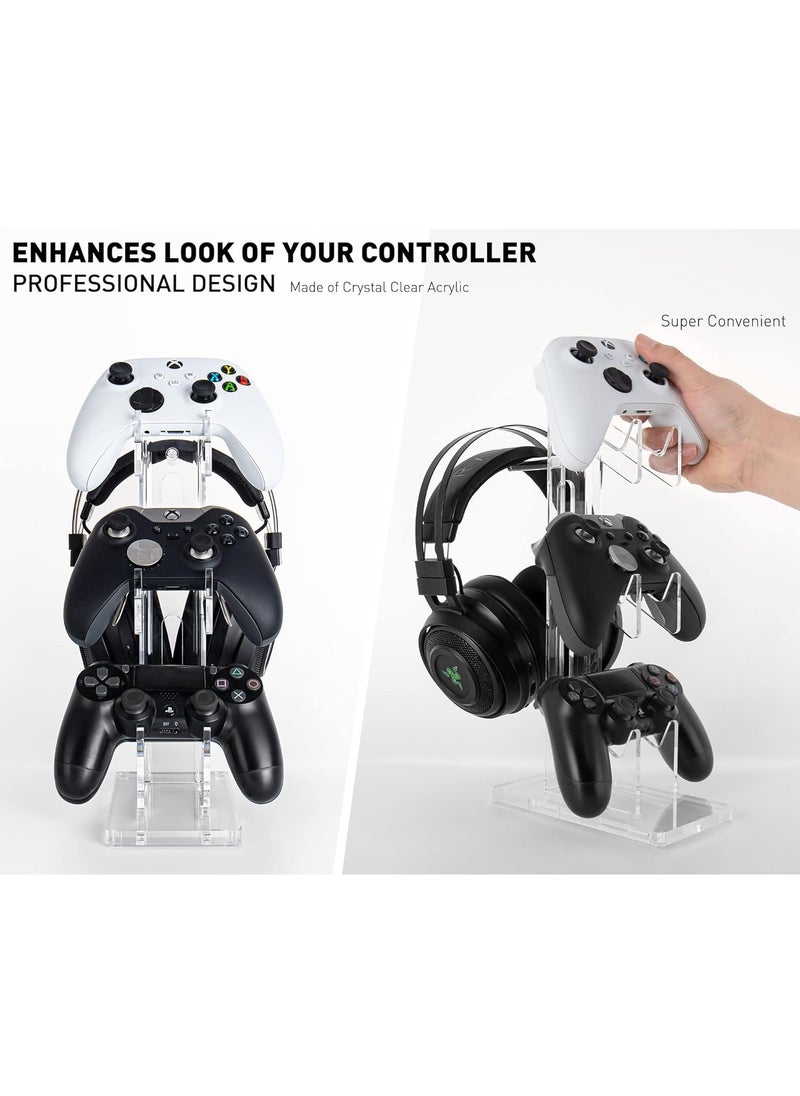 Generic - Universal 3 Tier Controller Stand and Headset Stand for Xbox ONE X Switch PS4 PS5 PC, Controller Holder Gaming Accessories, Build Your Game Fortresses (Clear) - Image 1