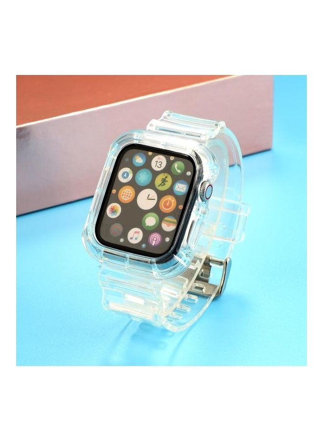 NIBEMINENT Transparent Integrated Replacement Watch Strap For Apple Series 6/SE/5/4/3/2/1 42-44mm Clear - Image 1