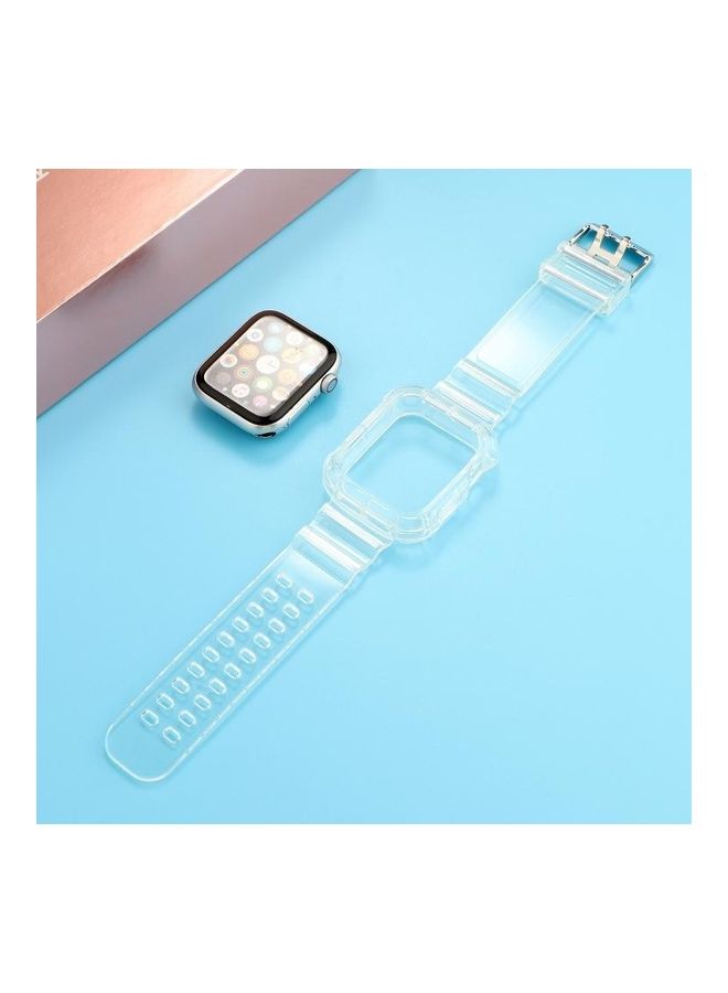 NIBEMINENT Transparent Integrated Replacement Watch Strap For Apple Series 6/SE/5/4/3/2/1 42-44mm Clear - Image 2