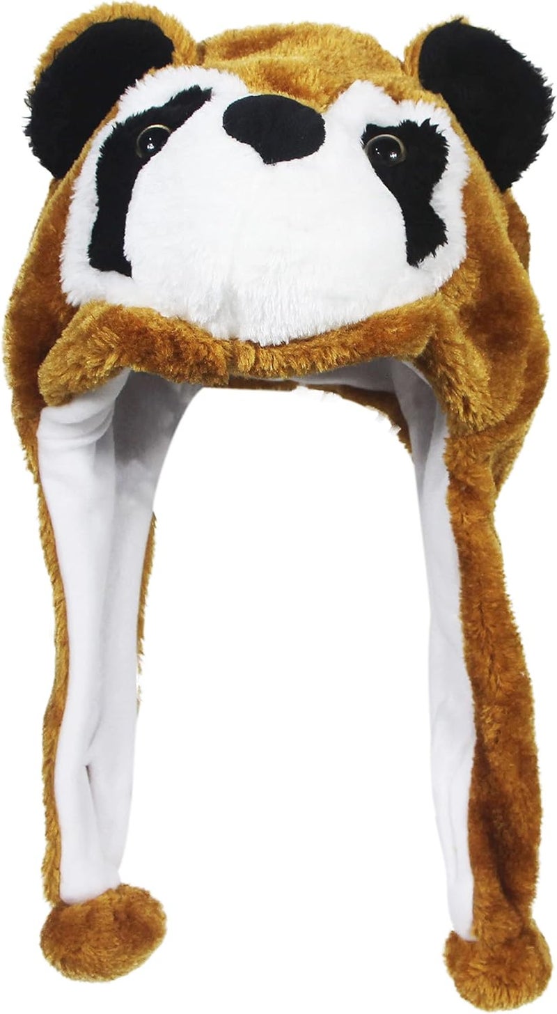 Timiot Cute Plush Animal Character Winter Hat Fun Ski Cap with Detailed Animal Face Long Ear Straps with Pom Pom Ends - Image 1