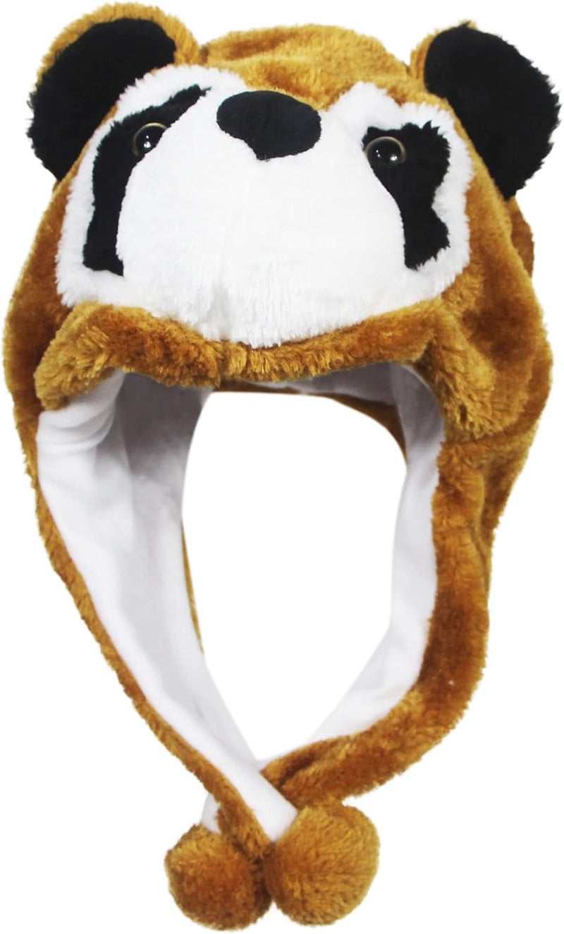 Timiot Cute Plush Animal Character Winter Hat Fun Ski Cap with Detailed Animal Face Long Ear Straps with Pom Pom Ends - Image 2