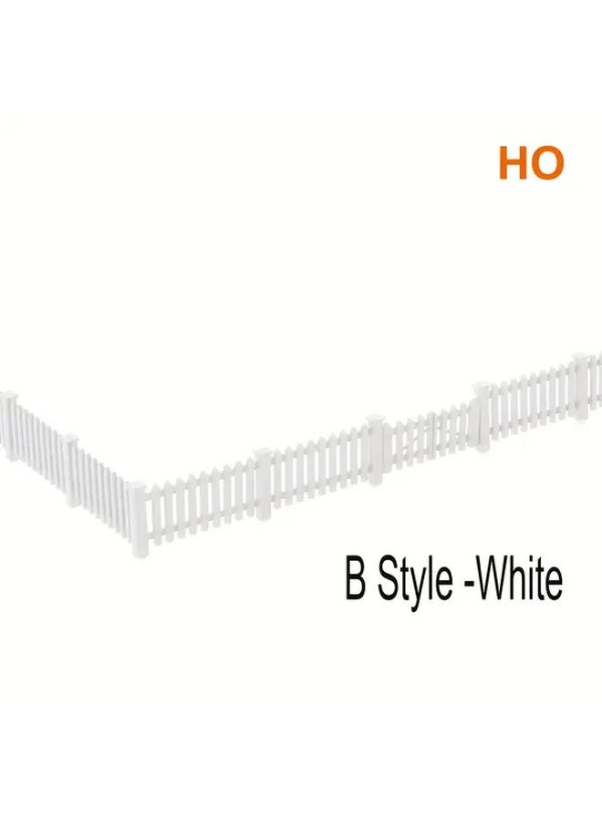 White B Style 1 87 HO Scale Model Fence Durable Plastic Garden Yard Decor - Image 1