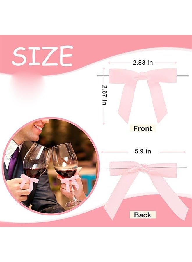 Satin Ribbon Pink Bow Decor 2.5" Premade Twist Tie Bows for Gift Wrapping, Treat Bags, Party Favors, Wedding Decorations - 30 Counts - Image 2