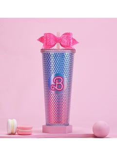xozgdovg Double sippy cup 710ml Blue powder gradient E (with two-color diamond)- bow tie 