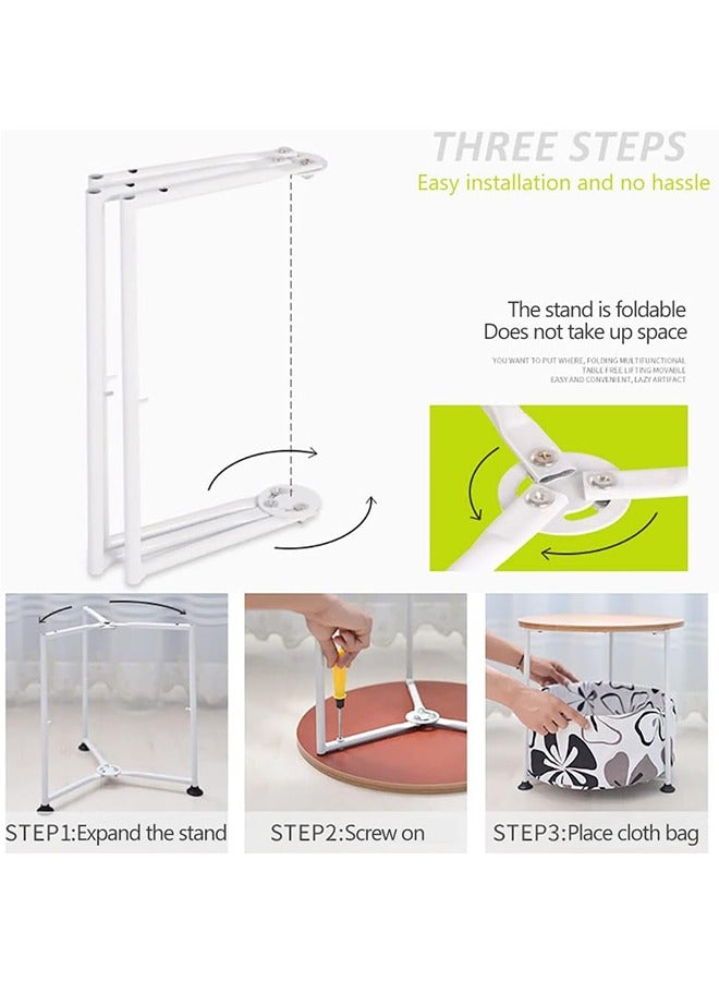 JCB CHIC Basics Round Storage End Table, Side Table with Cloth Basket，Metal Nightstand Bedside Table  2-Tier Coffee Snack Table for Bedroom Living Room and Office(C2#2) - Image 5