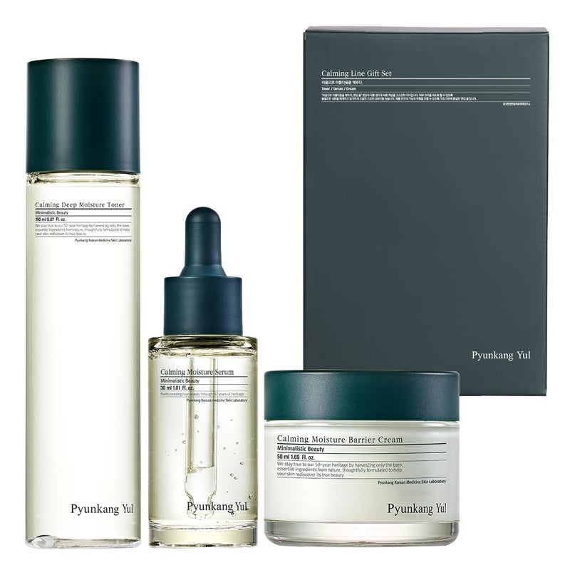 Pyunkang Yul Pyunkang Yul Calming Line Gift Box Set-Korean Facial Skin Care Essential for Daily Moisturizing with Toner, Serum, Cream, Safe on Acne Prone & Sensitive Skin, Vegan & Cruelty Free