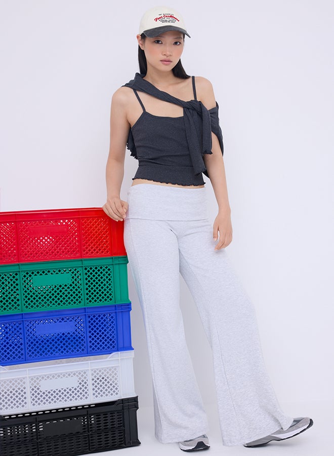 trendyol Light Gray Waist Fold Wideleg/Wide Leg Pants - Image 2