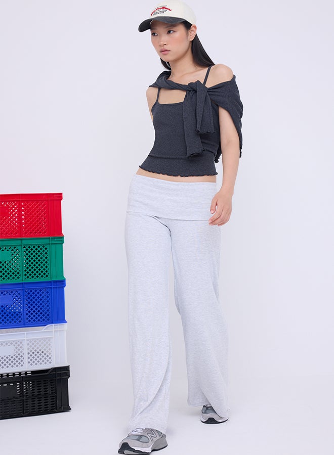 trendyol Light Gray Waist Fold Wideleg/Wide Leg Pants - Image 1