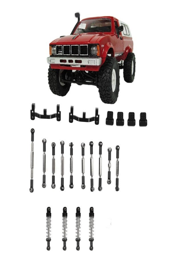 WGFOIP Aluminum Alloy Shocks Absorber, RC Car Upgrade Spare Kit Pull Rod Kit for WPL C24 C14 C14K C24K RC Car (Black) - Image 4