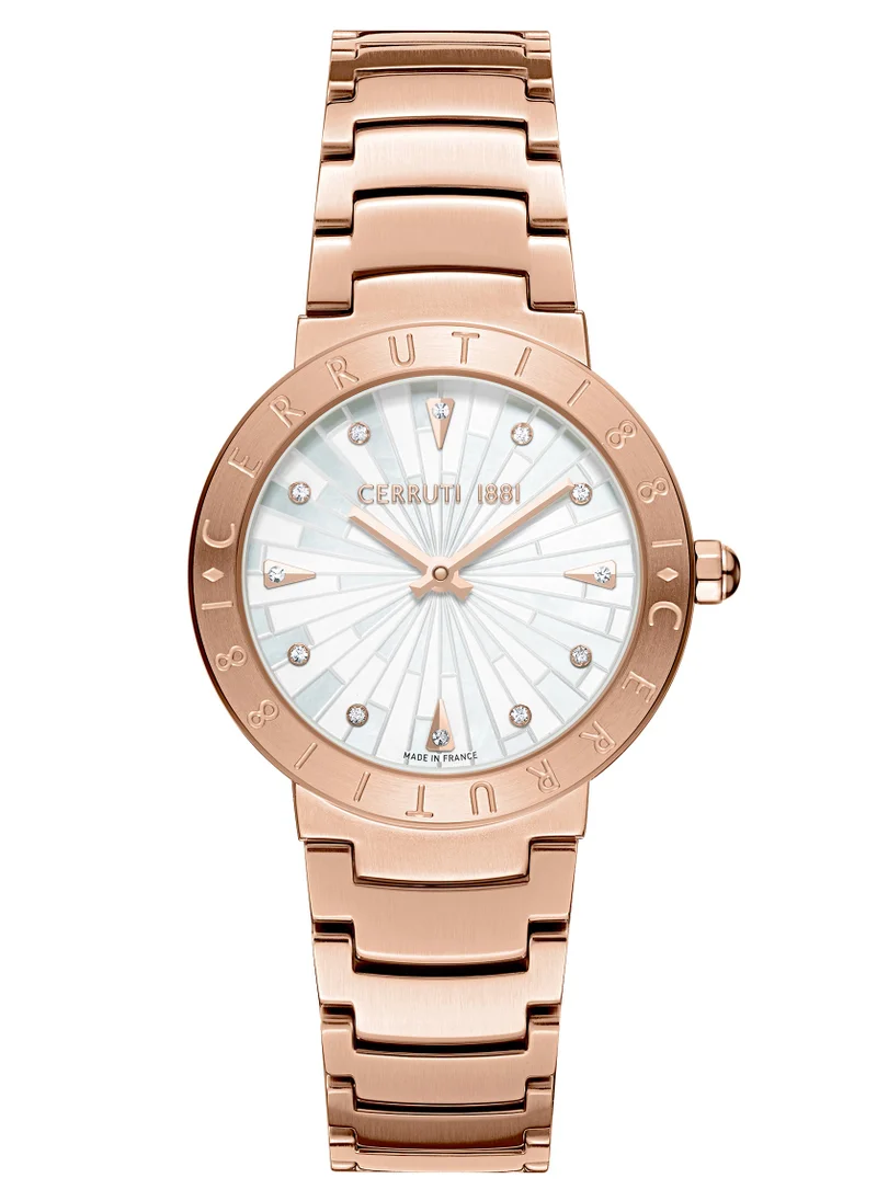 شيروتي 1881 Cerruti 1881 Filiano Analog Women's Watch - White Mother of Pearl Dial, Gold Rose Topring, Bracelet