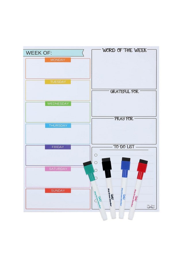 مستر. بين تقويم أسبوعي مغناطيسي قابل للمسح الجاف للثلاجة، 14.7 × 11.8، لوحة مسح جافة أسبوعية، سبورة بيضاء أسبوعية، تقويم أسبوعي مغناطيسي للثلاجة، مخطط أسبوعي سبورة بيضاء. - Image 1