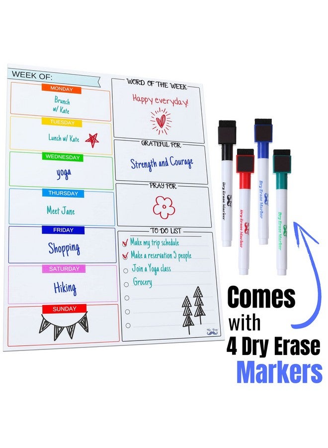 مستر. بين تقويم أسبوعي مغناطيسي قابل للمسح الجاف للثلاجة، 14.7 × 11.8، لوحة مسح جافة أسبوعية، سبورة بيضاء أسبوعية، تقويم أسبوعي مغناطيسي للثلاجة، مخطط أسبوعي سبورة بيضاء. - Image 2