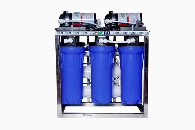 25 LPH COMMERCIAL RO UV WATER PURIFIER PLANT 25 LITER PER HOUR DOUBLE PURIFICATION BLUE STAINLESS STEEL FULL AUTOMATIC