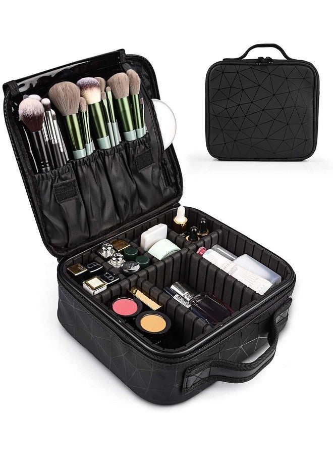 COSLUXE Nylon Travel Makeup Bag, Makeup Cosmetic Bag Case,Vanity Bag Organizer Portable Artist Storage Bag with Adjustable Dividers for Cosmetics Makeup Brushes Jewelry Digital Accessories - Black - Image 3