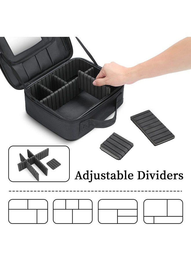 COSLUXE Nylon Travel Makeup Bag, Makeup Cosmetic Bag Case,Vanity Bag Organizer Portable Artist Storage Bag with Adjustable Dividers for Cosmetics Makeup Brushes Jewelry Digital Accessories - Black - Image 4