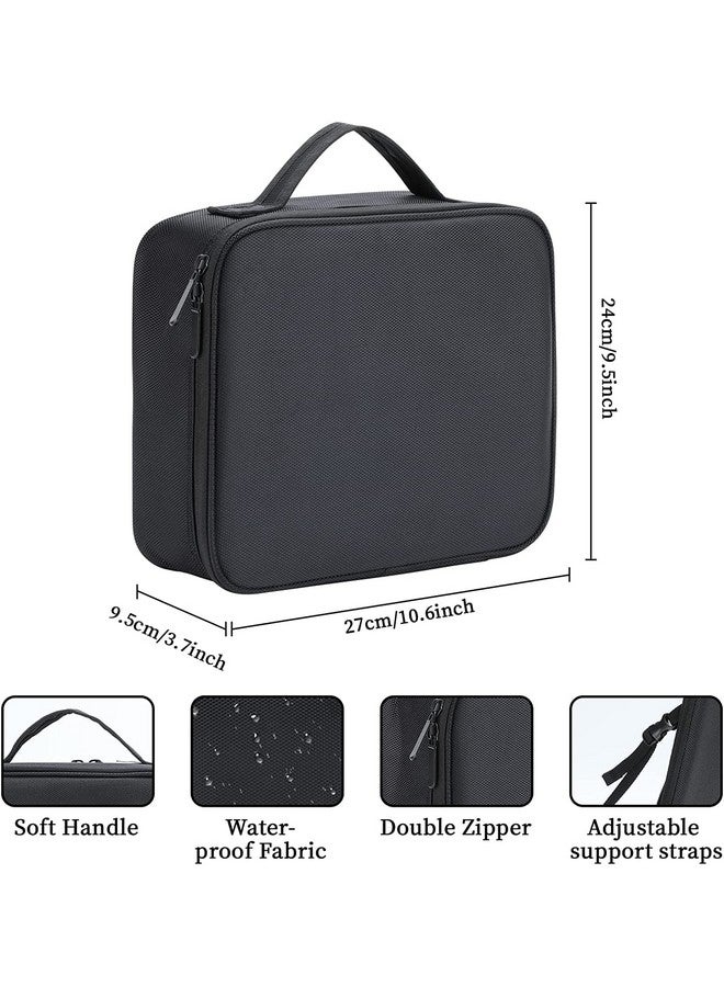 COSLUXE Nylon Travel Makeup Bag, Makeup Cosmetic Bag Case,Vanity Bag Organizer Portable Artist Storage Bag with Adjustable Dividers for Cosmetics Makeup Brushes Jewelry Digital Accessories - Black - Image 5