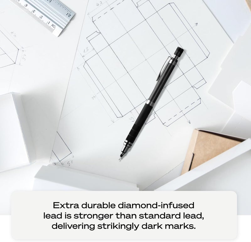 Uni طقم قلم رصاص ميكانيكي يونيبال كورو توغا إلت، 0.5 مم، HB #2، برميل معدني رمادي، عبوة واحدة - Image 5