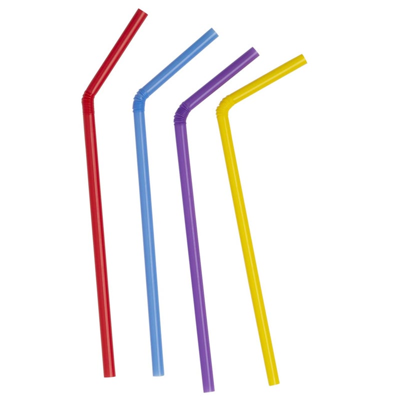Comfy Package [250 Count] Flexible Plastic Drinking Straws - Disposable Swizzle Sticks - 7.75"" High - Assorted Colors - Image 2