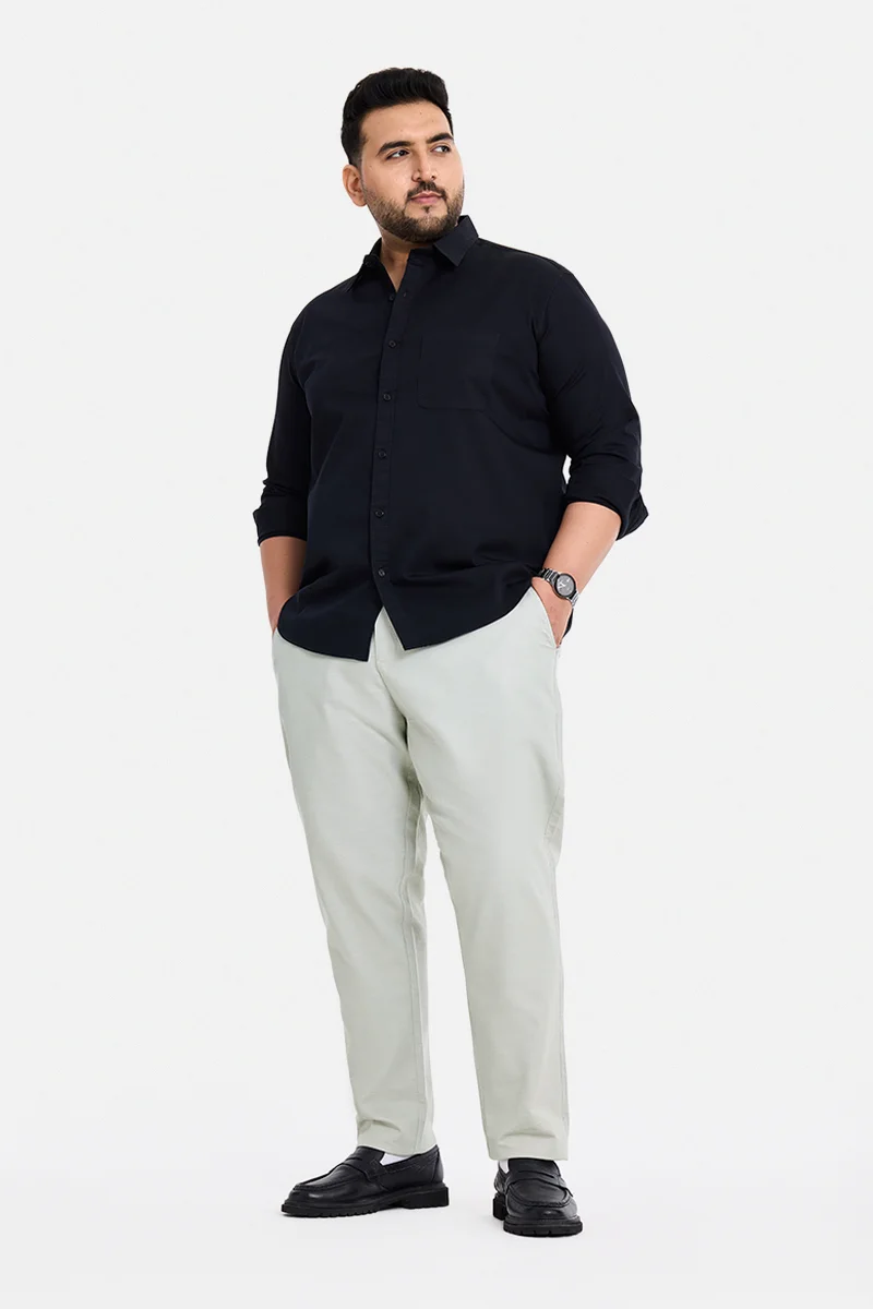SNITCH Light Grey Solid Regular Fit Casual Plus Size Chinos