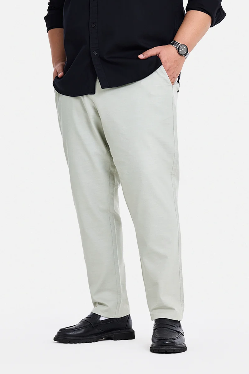 SNITCH Light Grey Solid Regular Fit Casual Plus Size Chinos