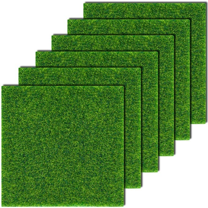 6 PACK FAIRY GARDEN GRASS 6 X 6 INCHES MINIATURE ARTIFICIAL CRAFT GRASS FOR DOLLHOUSE ORNAMENT DIY DECORATION
